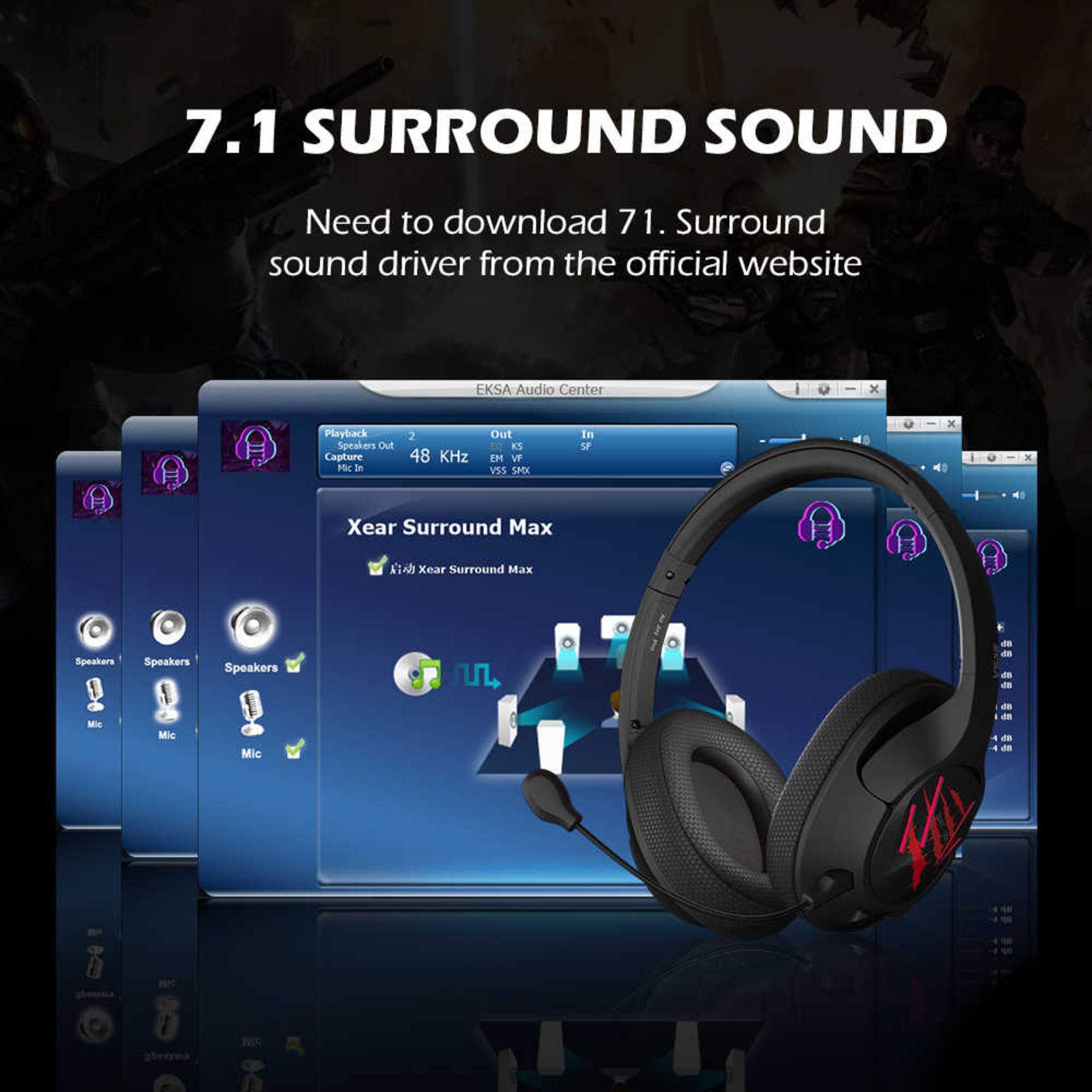 eksa e3 wired gaming headset gamer ultralight wired game headphones 3.5mm/usb headset 7.1 surround f - Image 7 of 7