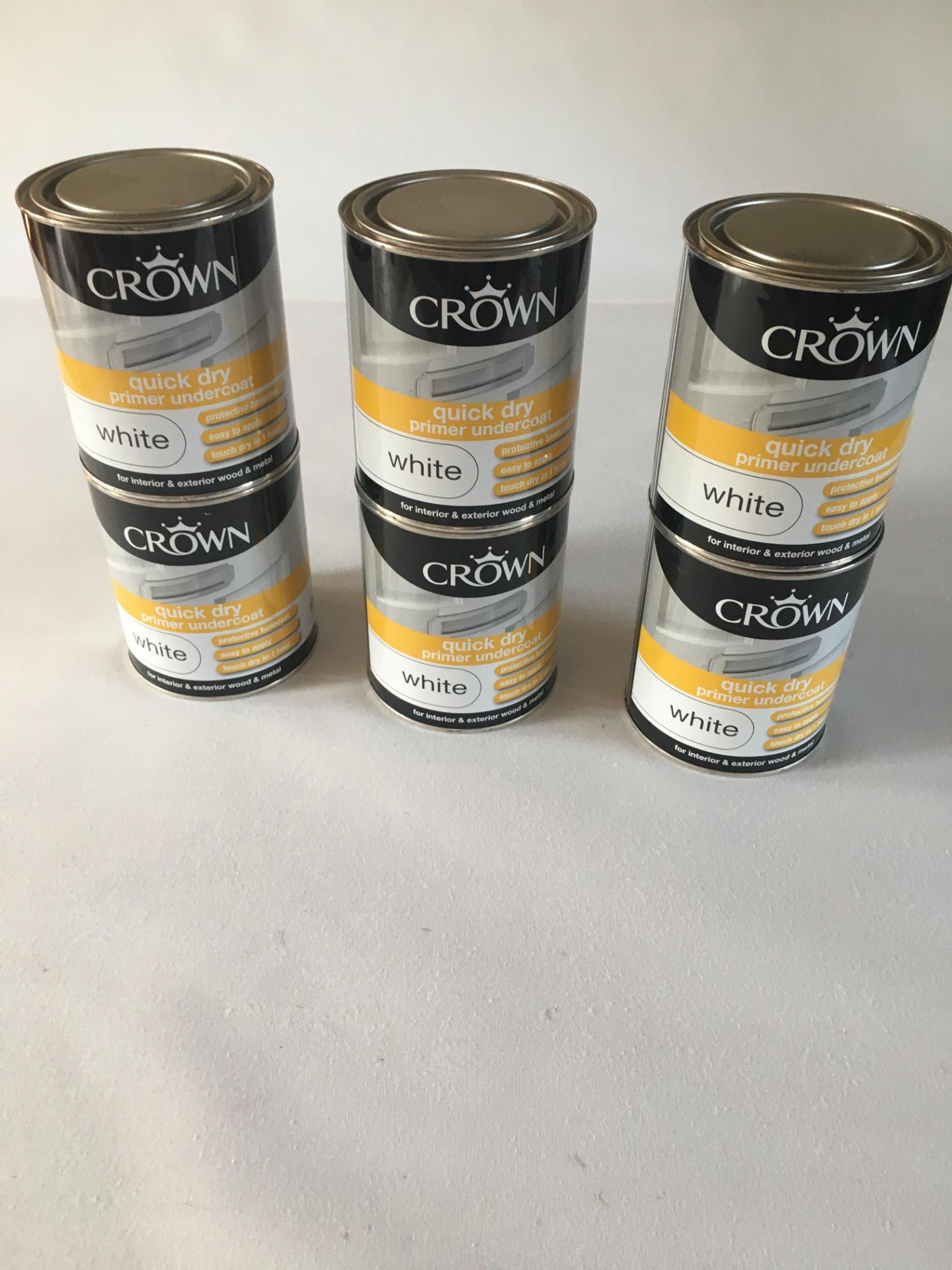 6 x crown quick dry primer undercoat white 750ml rrp £12