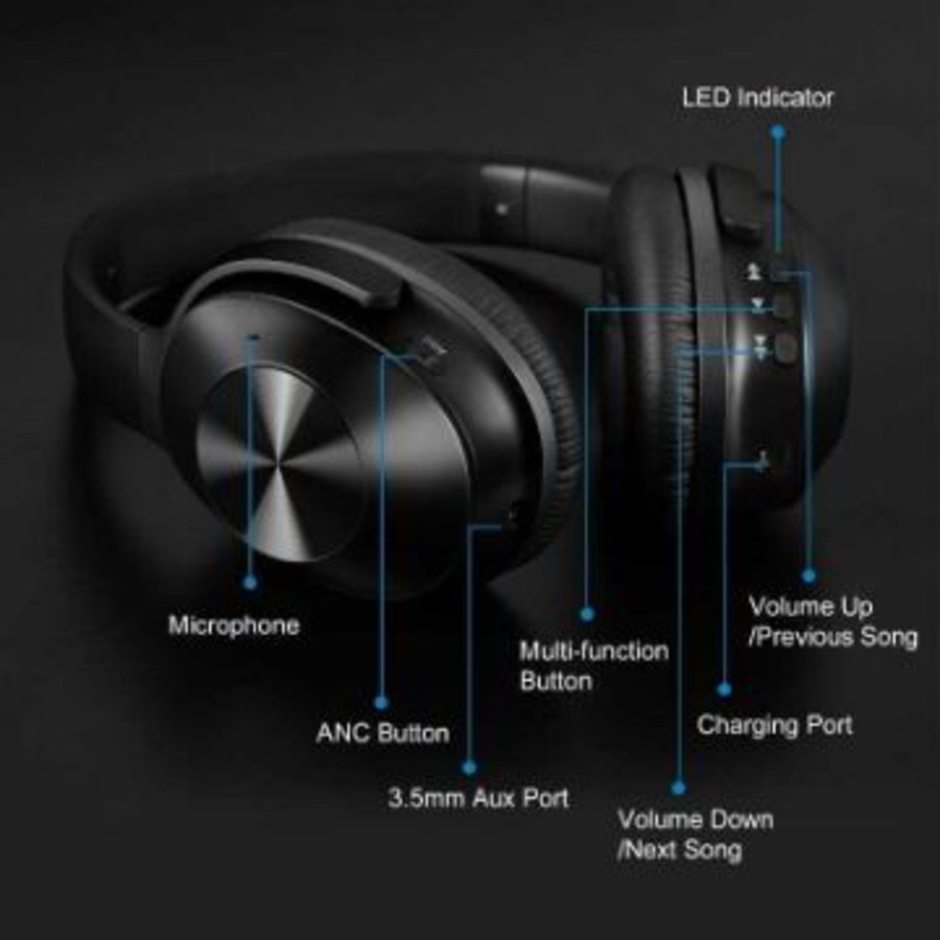 oneaudio a9 traveller anc bluetooth headphones - Image 4 of 4