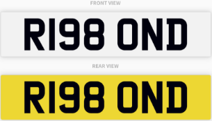 R198 OND , number plate on retention