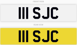 111 SJC , number plate on retention