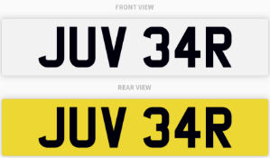 JUV 34R , number plate on retention