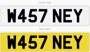 W457 NEY , number plate on retention