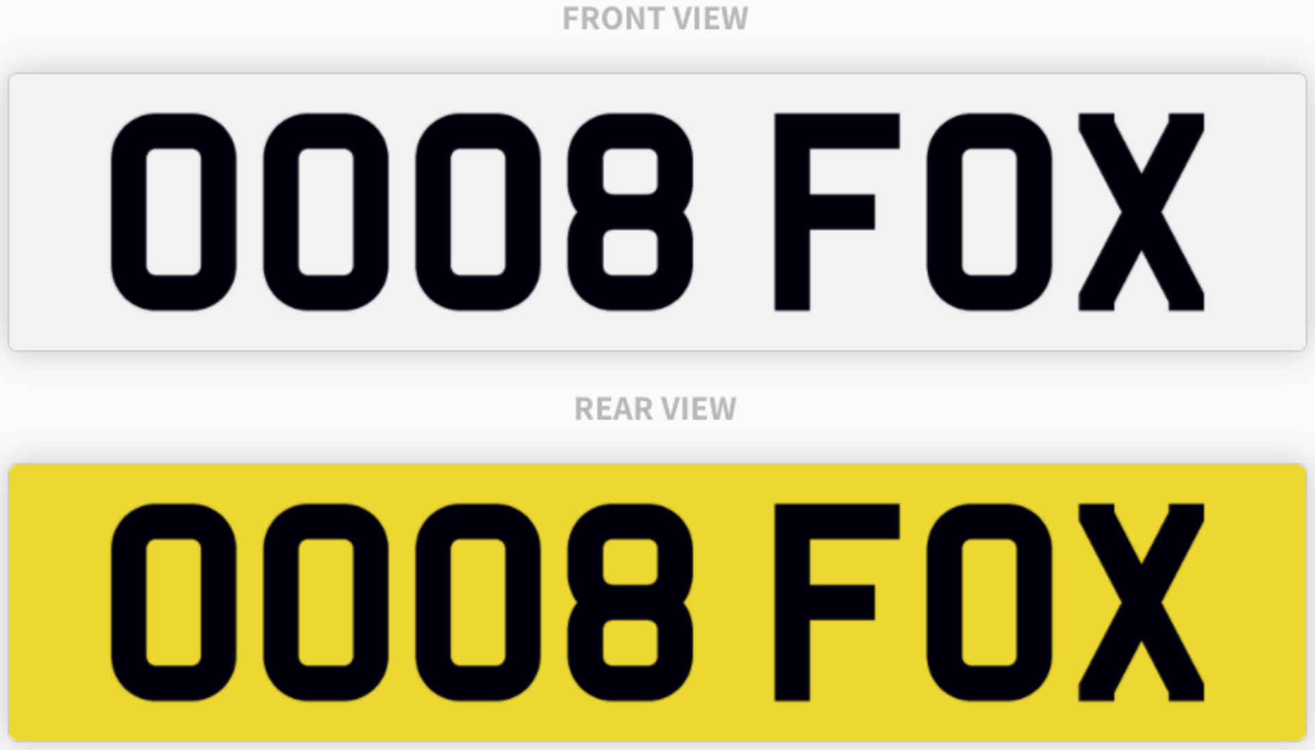 OO08 FOX , number plate on retention