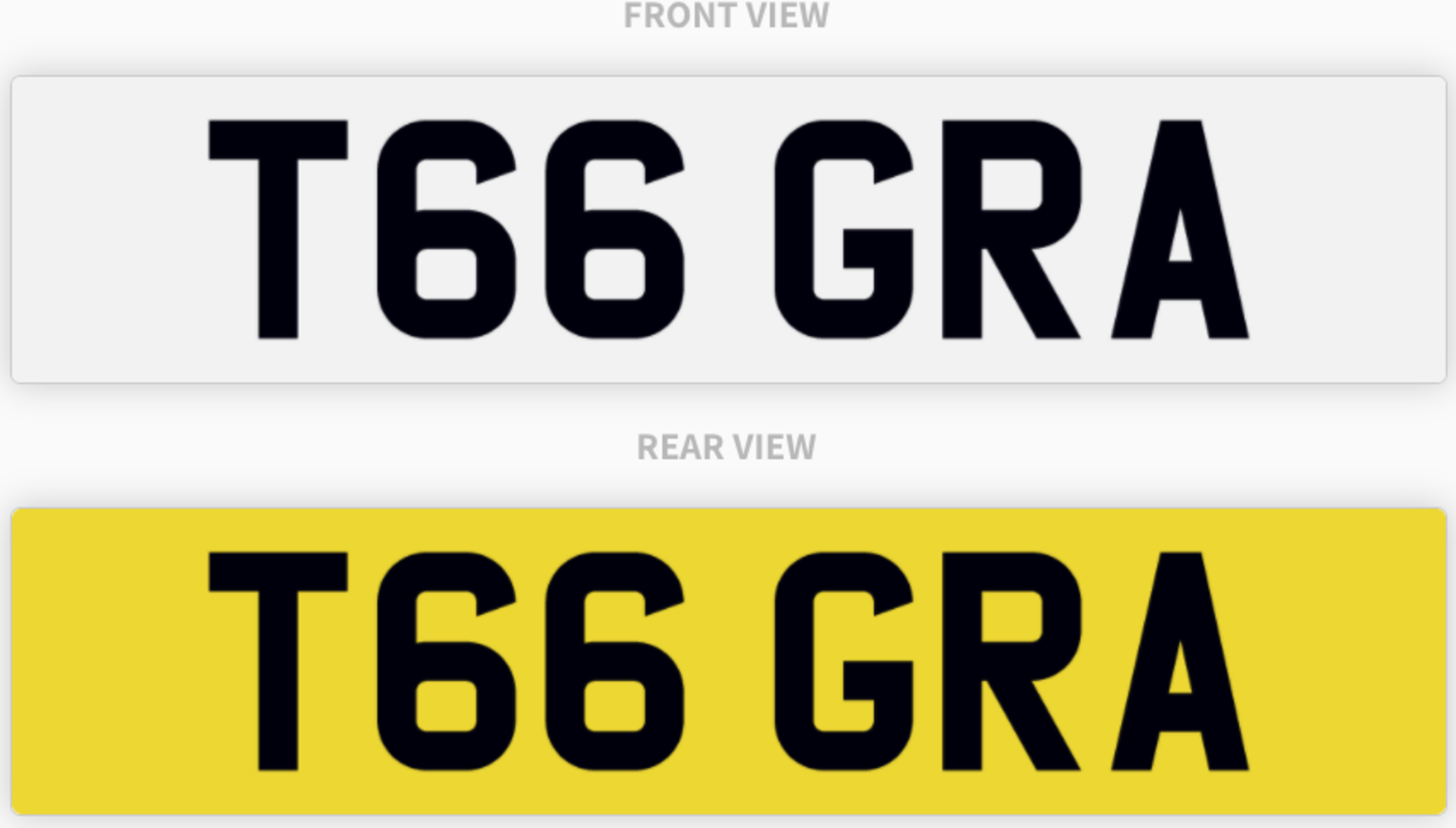 T66 GRA , number plate on retention