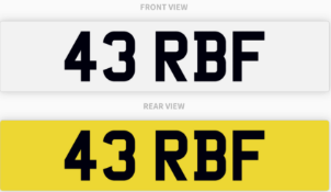 43 RBF , number plate on retention