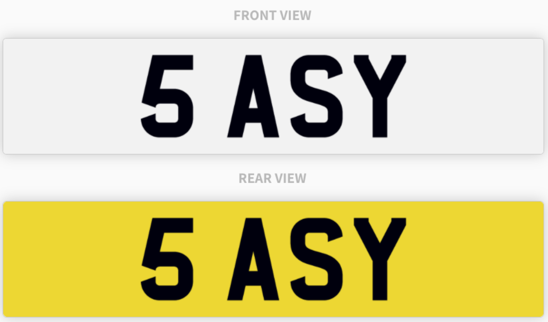 5 ASY , number plate on retention