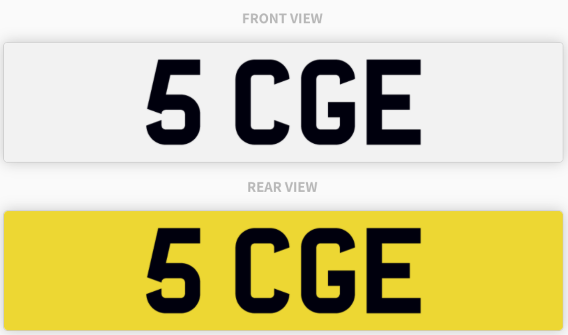 5 CGE , number plate on retention