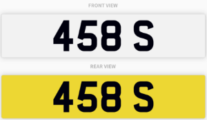 458 S , number plate on retention