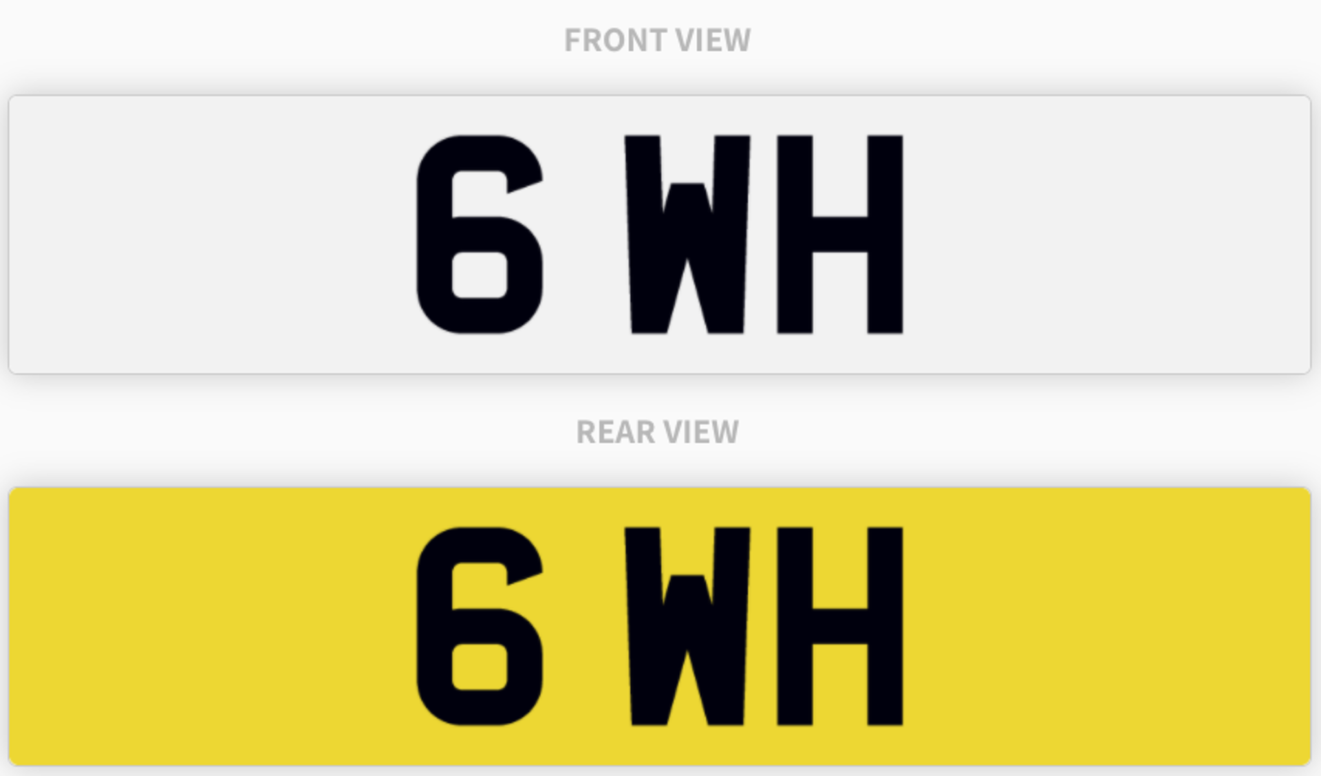 6 WH , number plate on retention