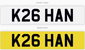 K26 HAN , number plate on retention