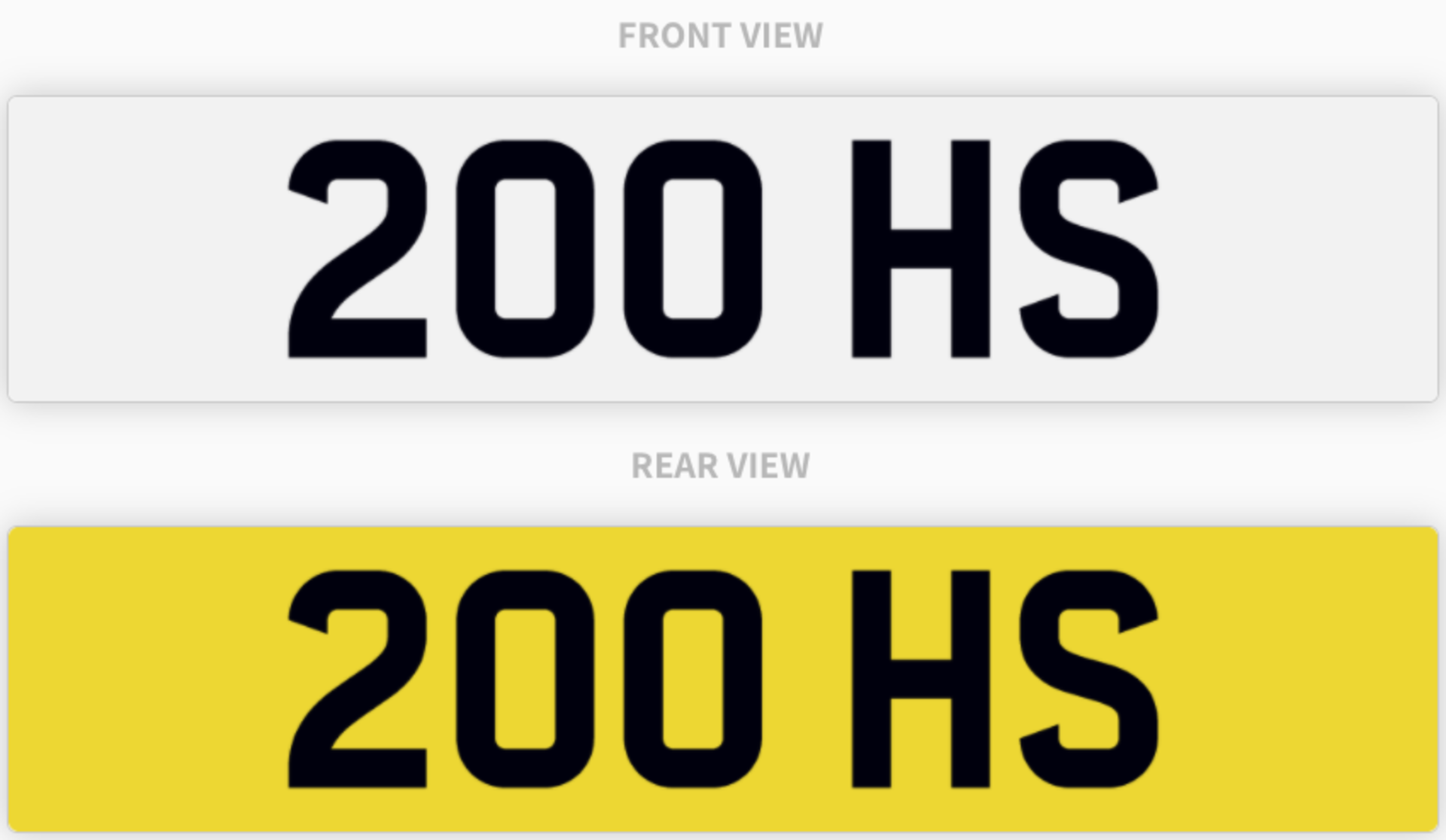 200 HS , number plate on retention