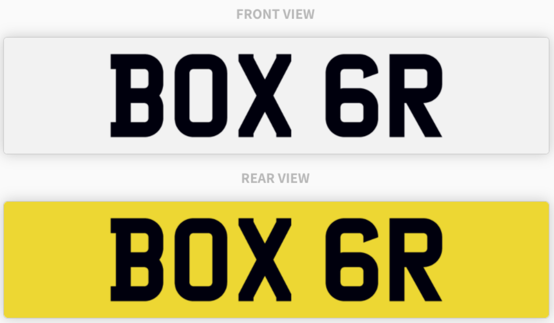 BOX 6R , number plate on retention