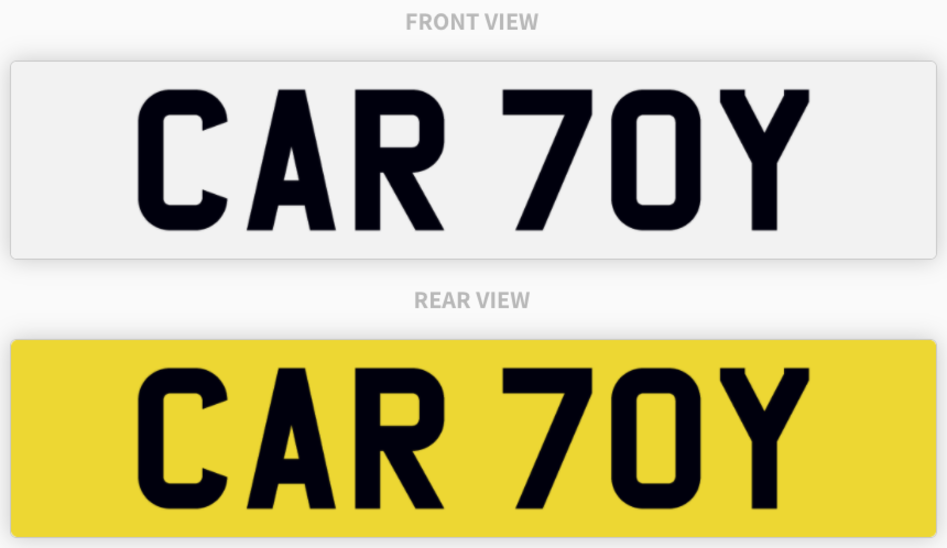 CAR 70Y , number plate on retention