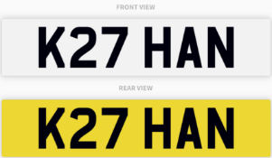K27 HAN , number plate on retention