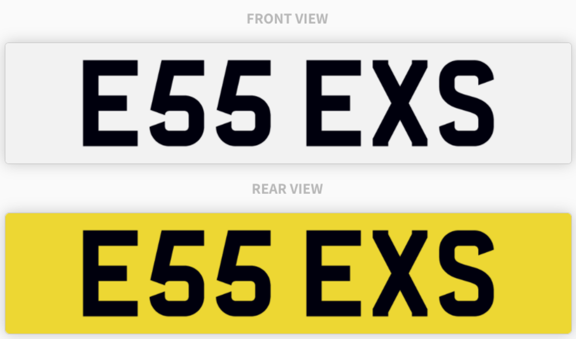 E55 EXS , number plate on retention