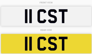 11 CST , number plate on retention