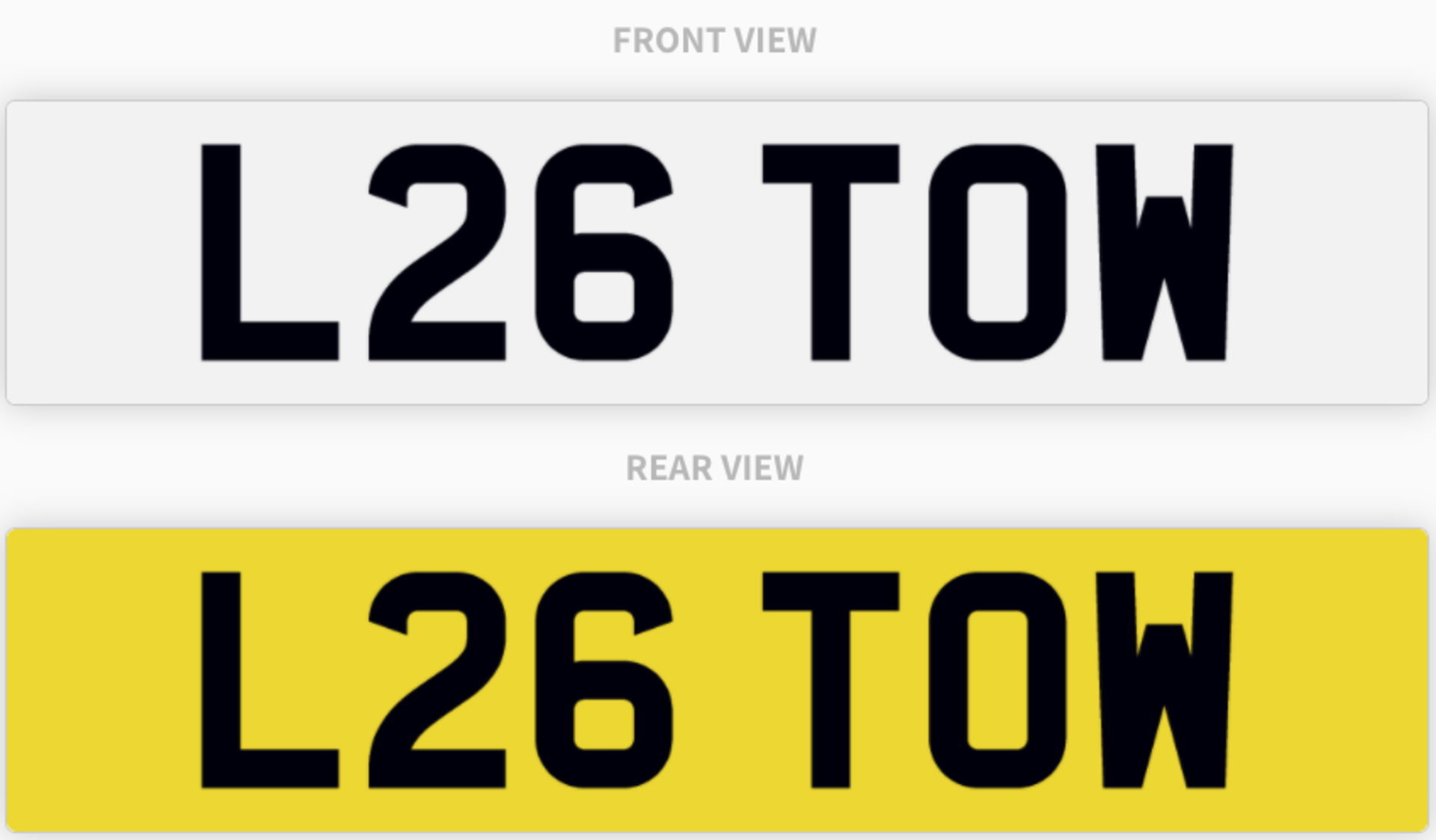 L26 TOW , number plate on retention