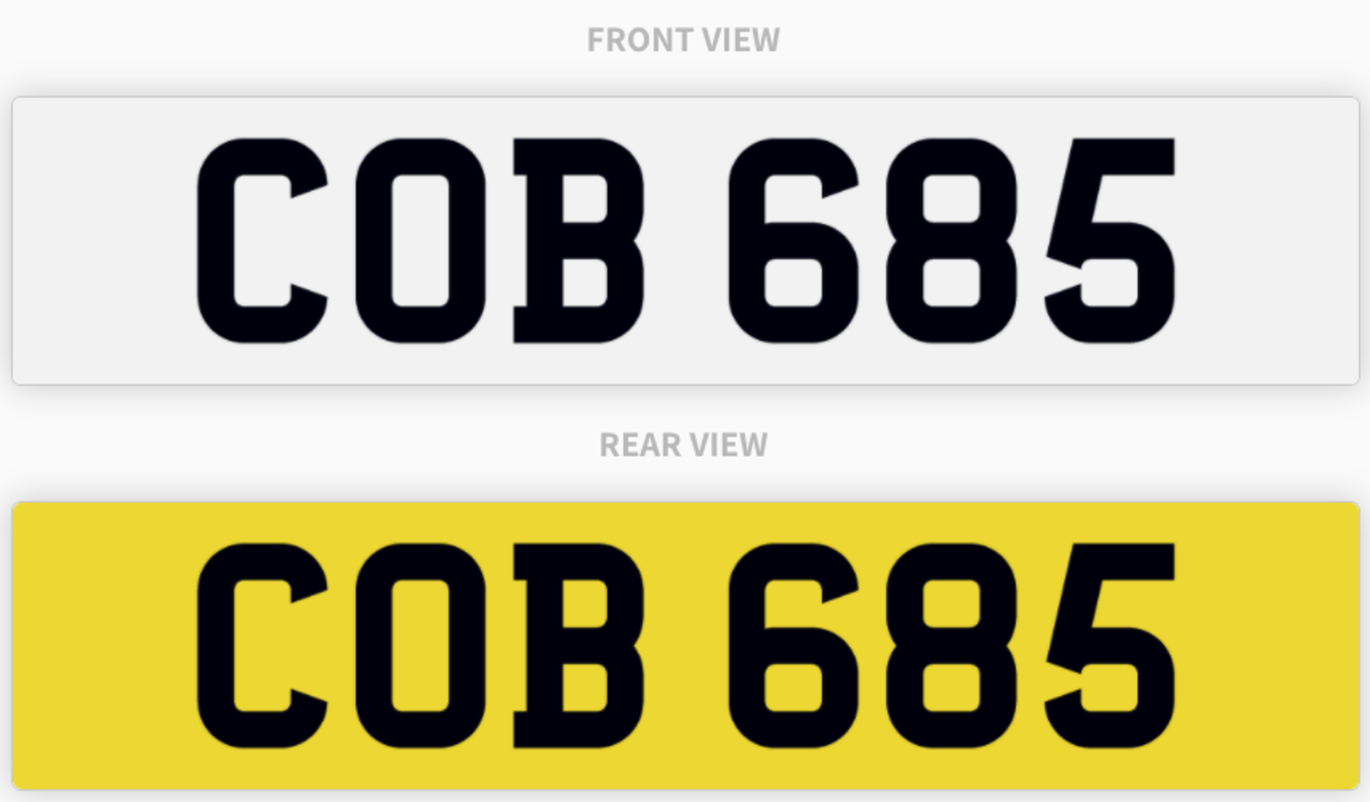 COB 685 , number plate on retention