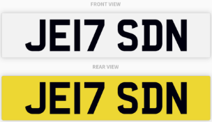 JE17 SDN , number plate on retention