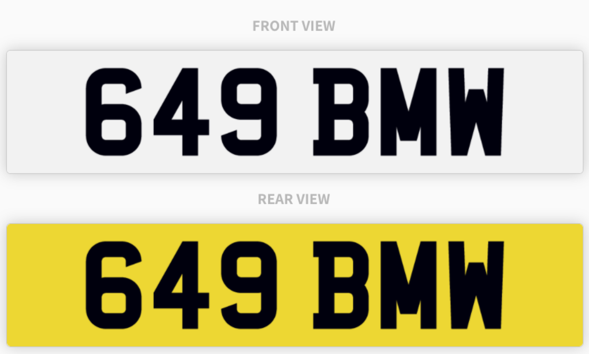 649 BMW , number plate on retention