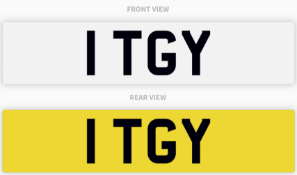 1 TGY , number plate on retention