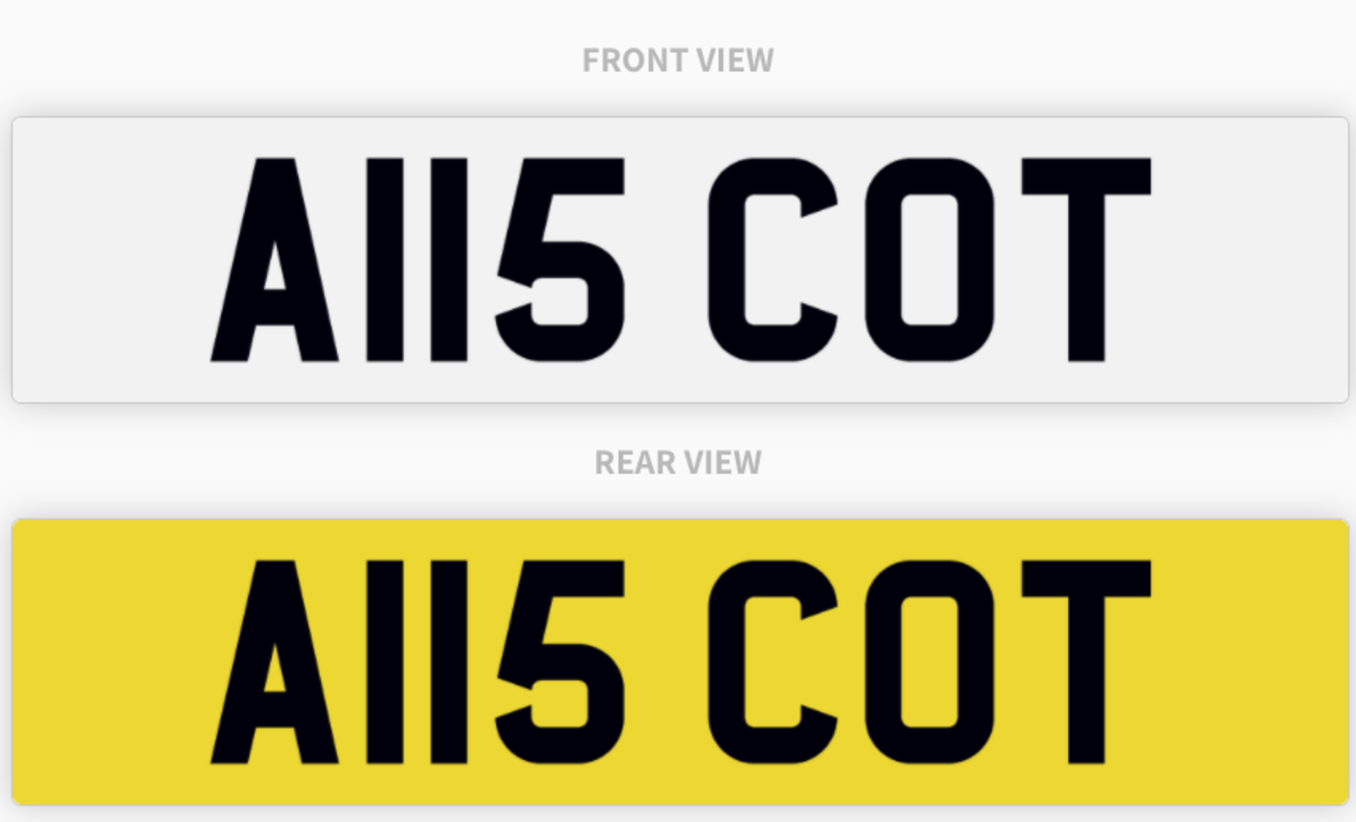 A115 COT , number plate on retention