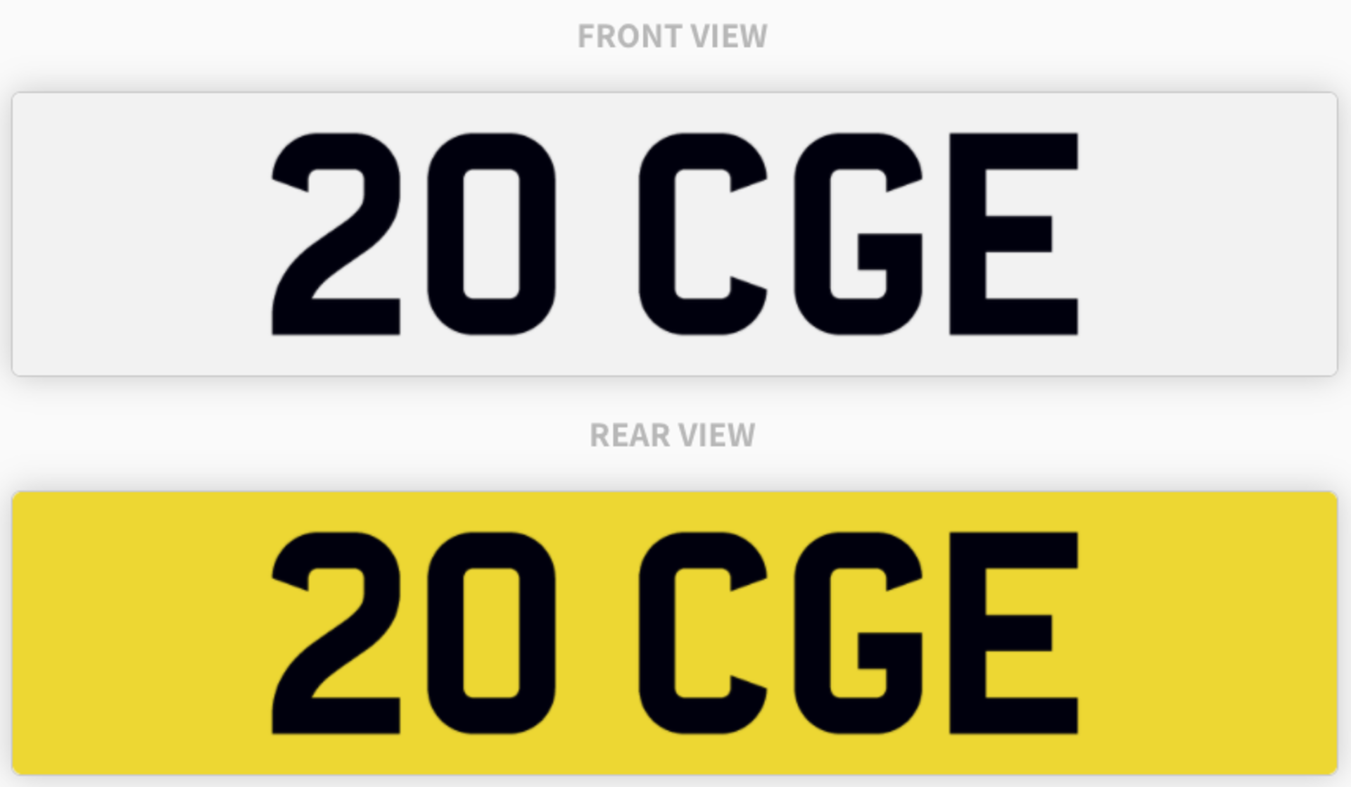 20 CGE , number plate on retention