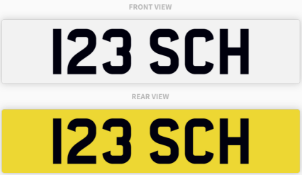 123 SCH , number plate on retention