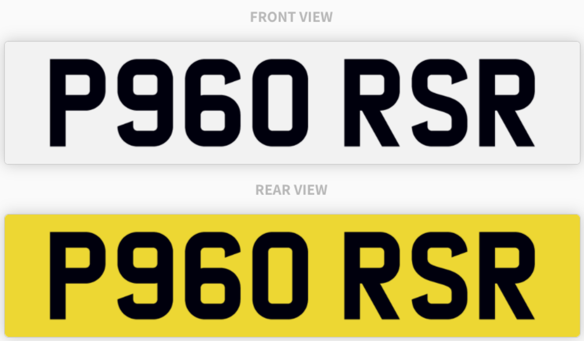 P960 RSR , number plate on retention