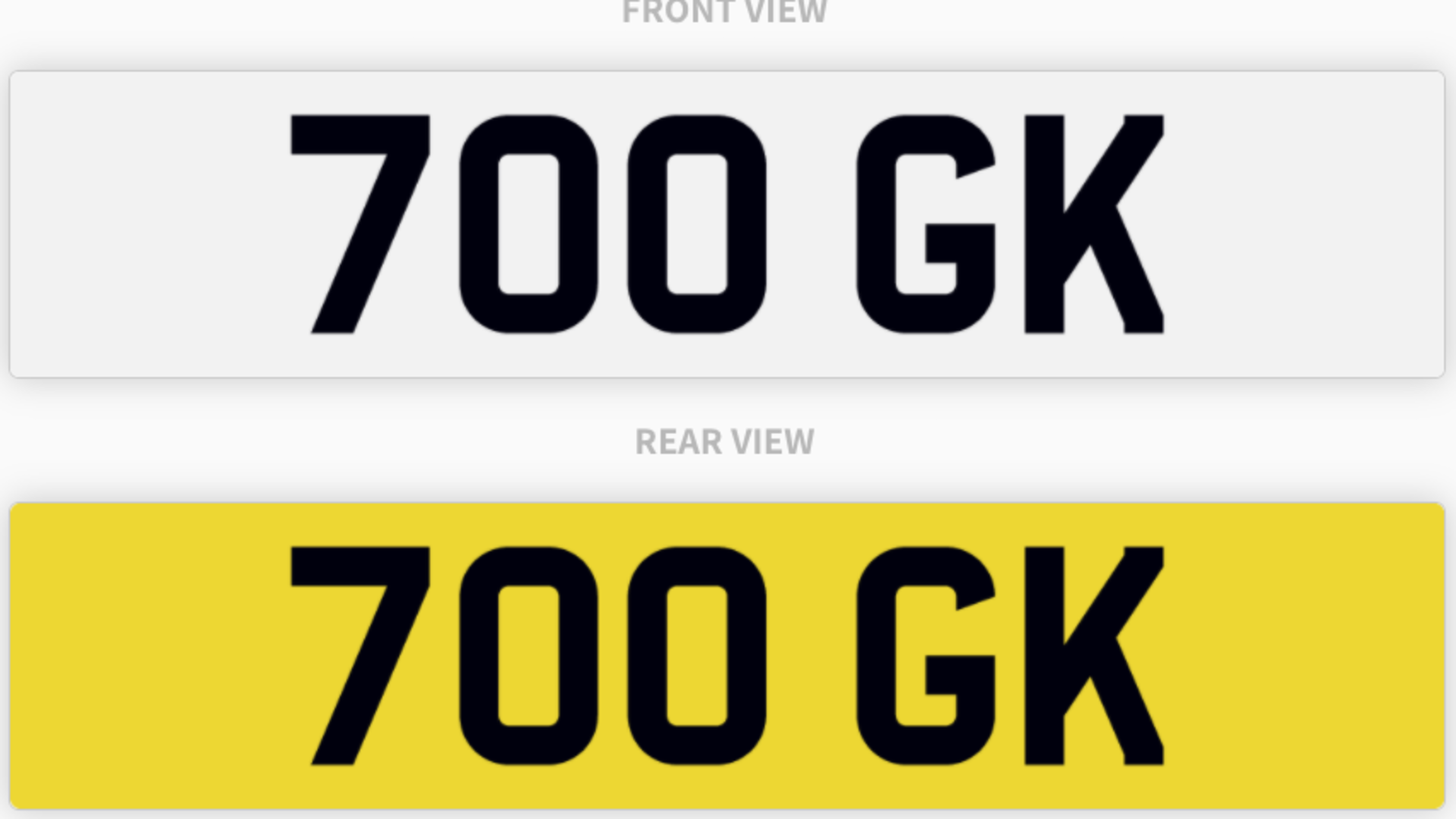 700 GK , number plate on retention