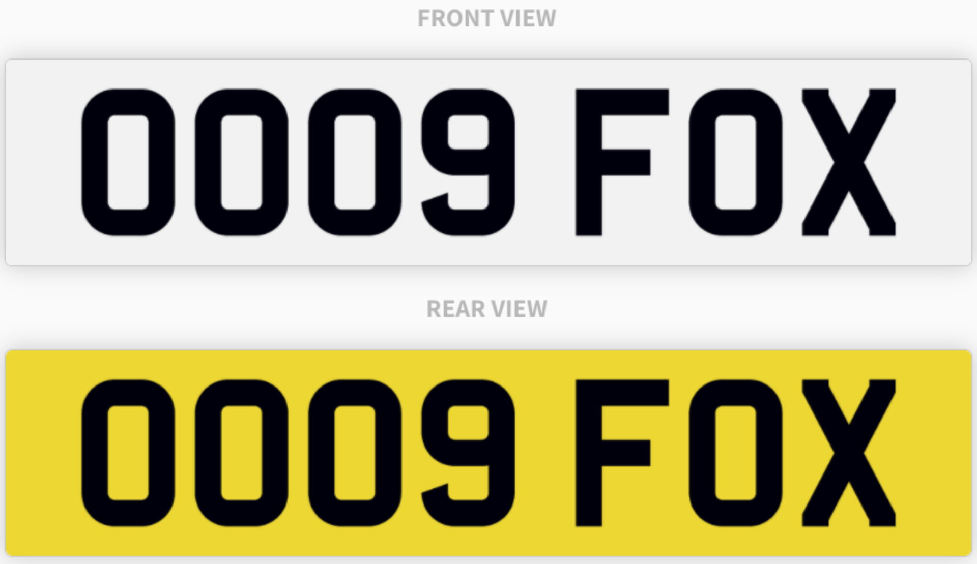 OO09 FOX , number plate on retention