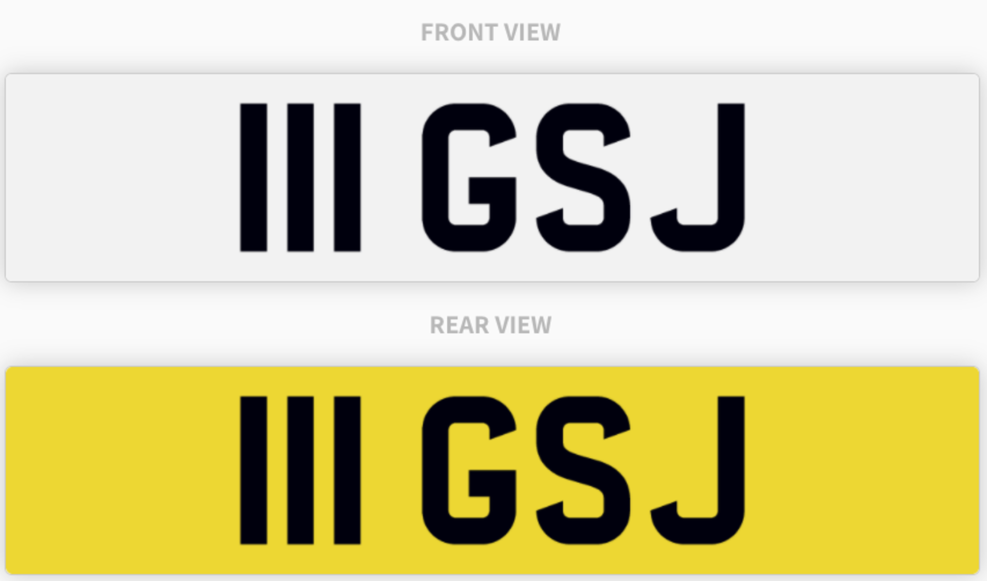 111 GSJ , number plate on retention