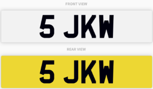5 JKW , number plate on retention