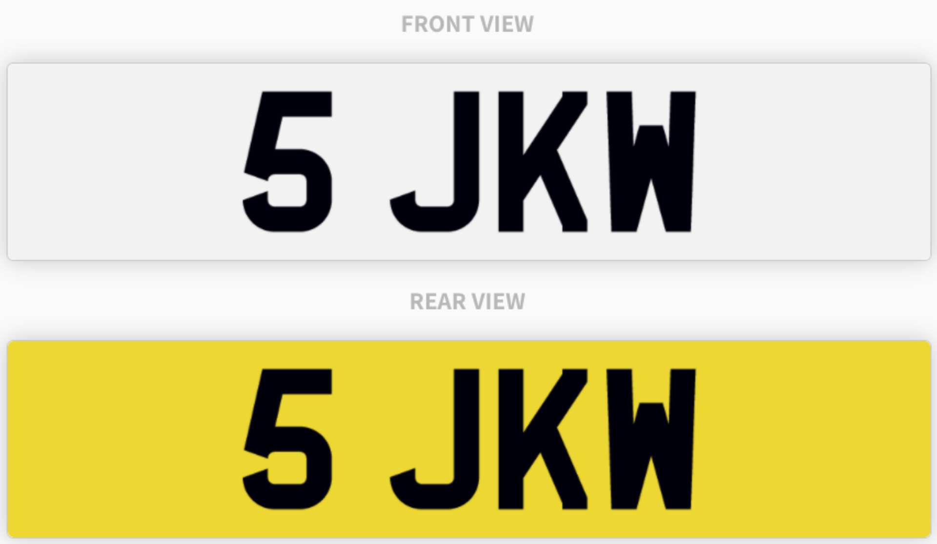 5 JKW , number plate on retention