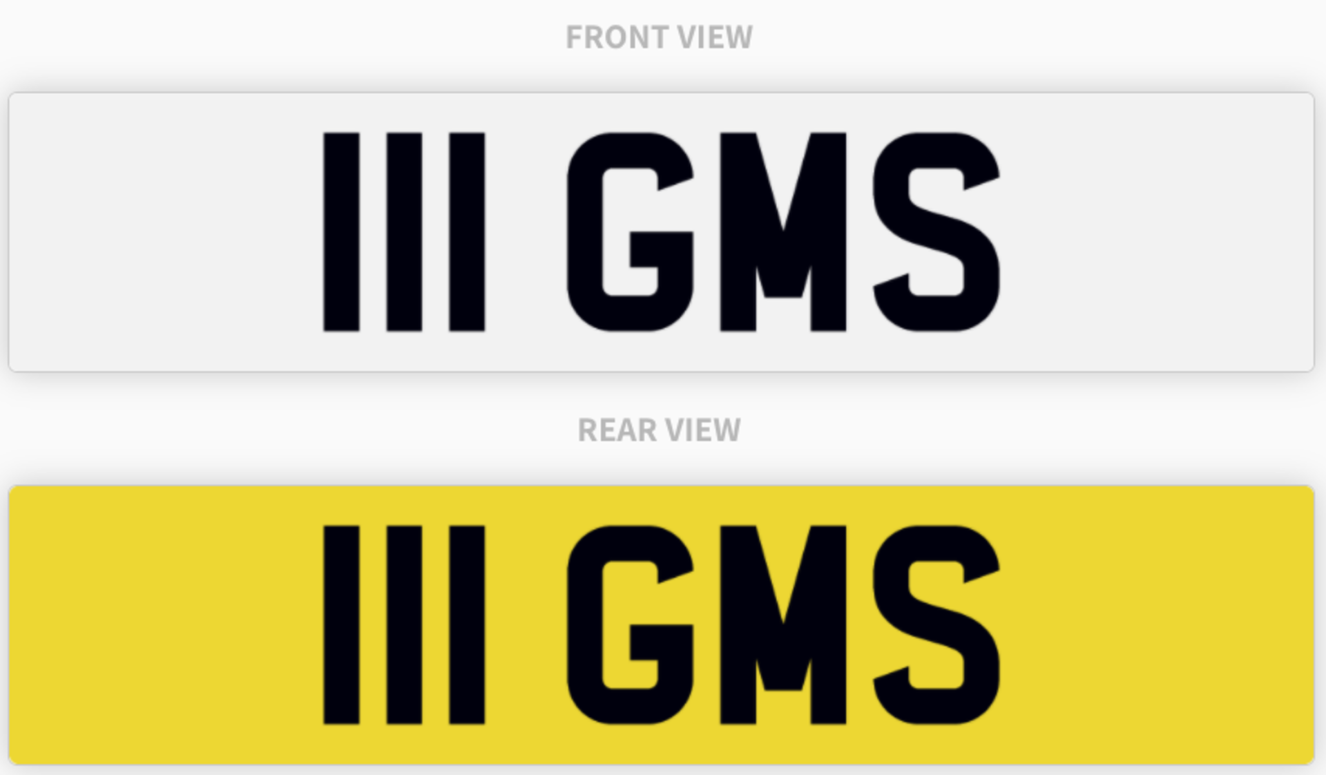111 GMS , number plate on retention