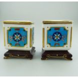 A pair of Minton porcelain miniature Boxes designed by Christopher Dresser 19thC