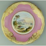 An attractive porcelain hand painted Plate Lake Killarney, Irish interest C.19thC