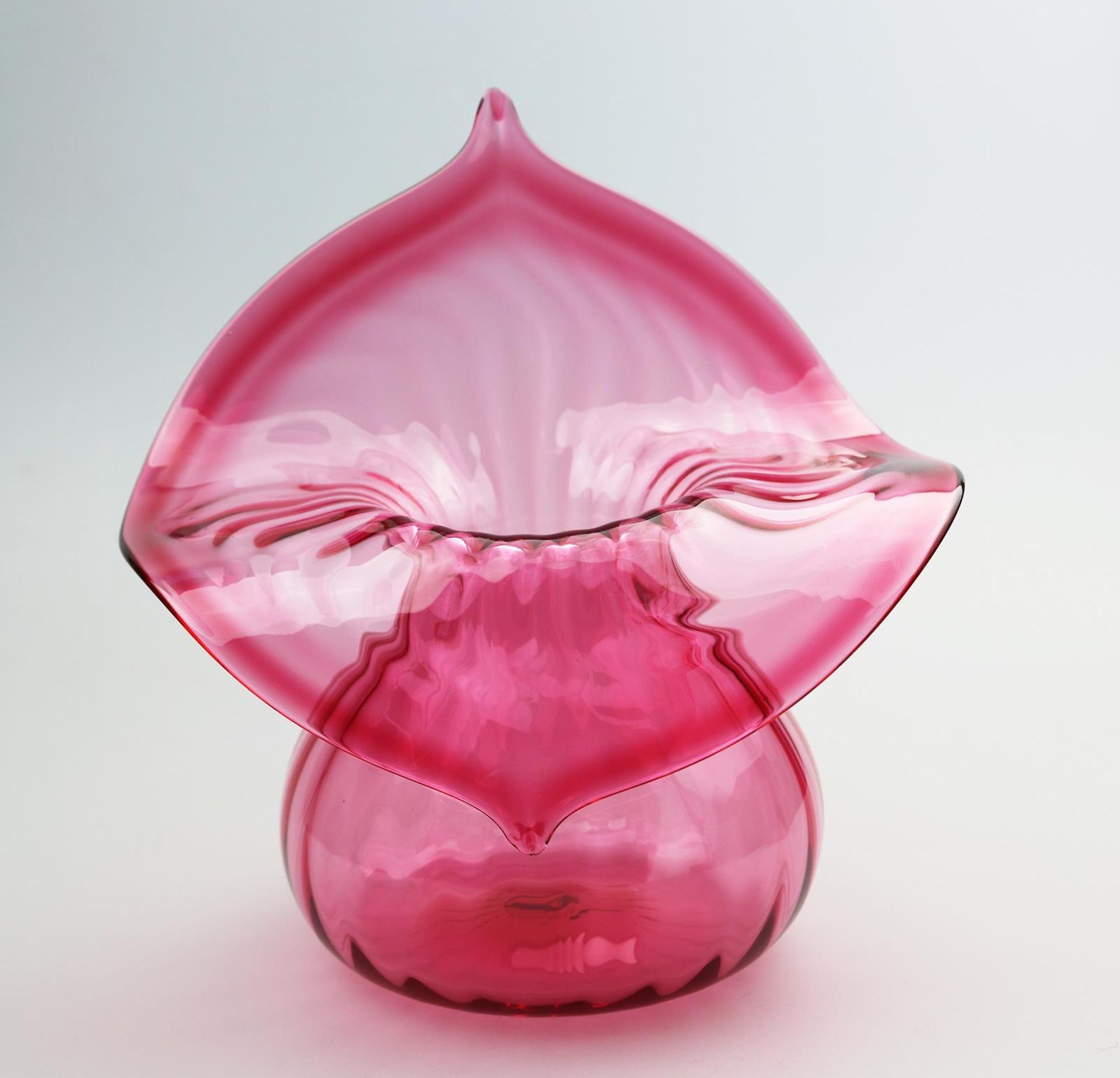 A fine Art Nouveau cranberry glass large Jack in Pulpit Vase C.19thC