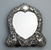 A very fine large solid silver novelty easel Mirror by William Comyns C.1905