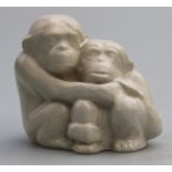 A Doulton Lambeth Stoneware Monkey Group Leslie Harradine C1912+