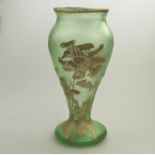 A good & large Mont Joye Legras French art glass acid etched & gilt Vase C.1890-1900