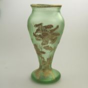 A good & large Mont Joye Legras French art glass acid etched & gilt Vase C.1890-1900