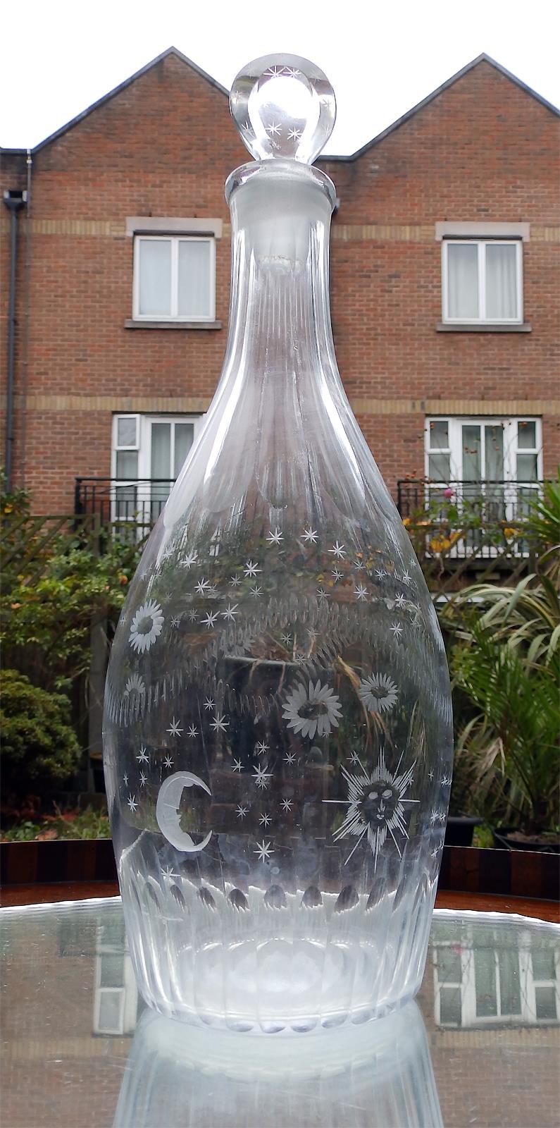 An unusual Sun, Moon & Stars engraved Georgian Decanter late 18th/early 19th - Image 9 of 9