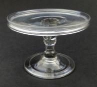 A very good Georgian glass Patch Stand with teardrop stem & folded foot C.18th