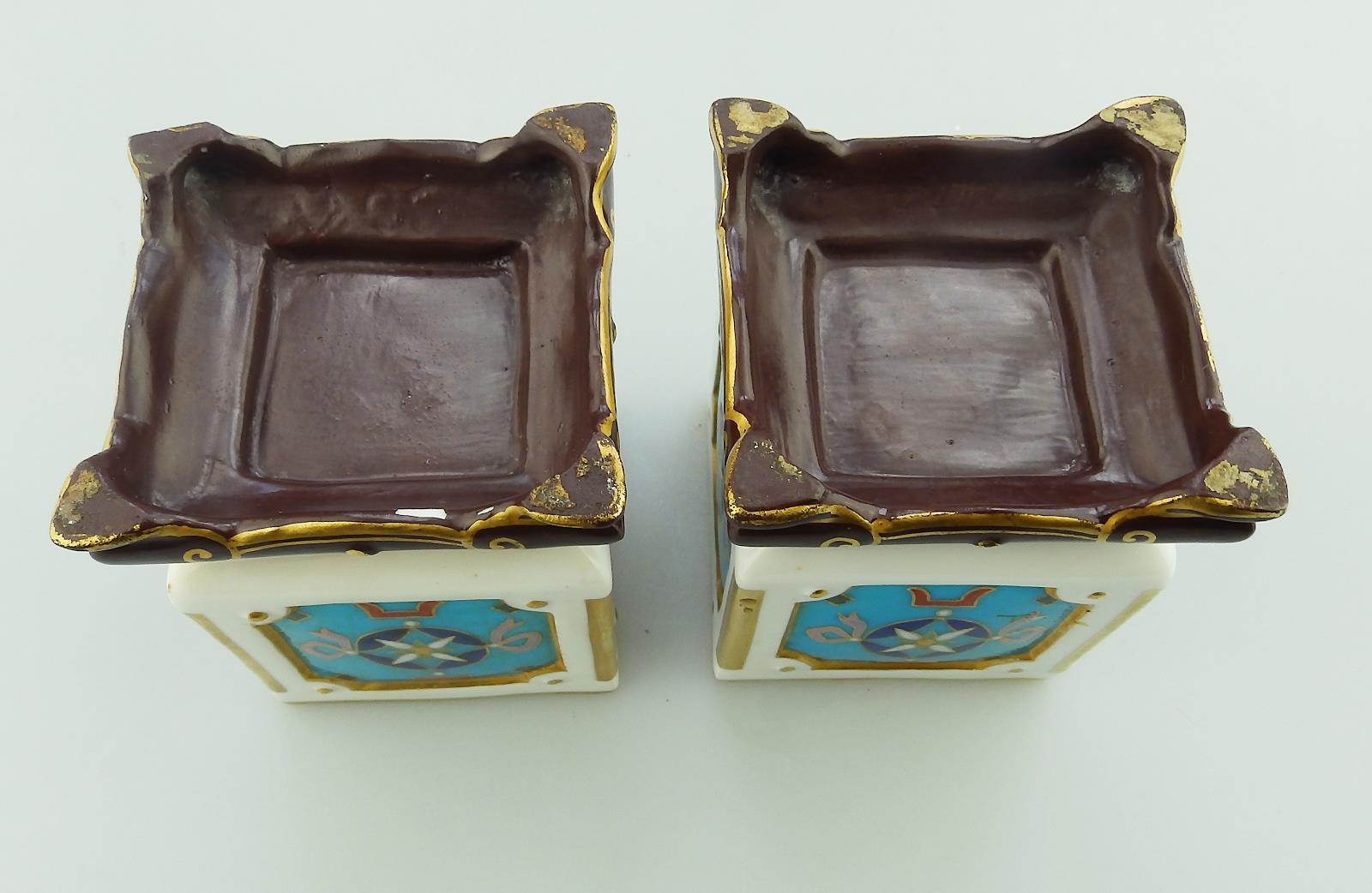 A pair of Minton porcelain miniature Boxes designed by Christopher Dresser 19thC - Image 8 of 9