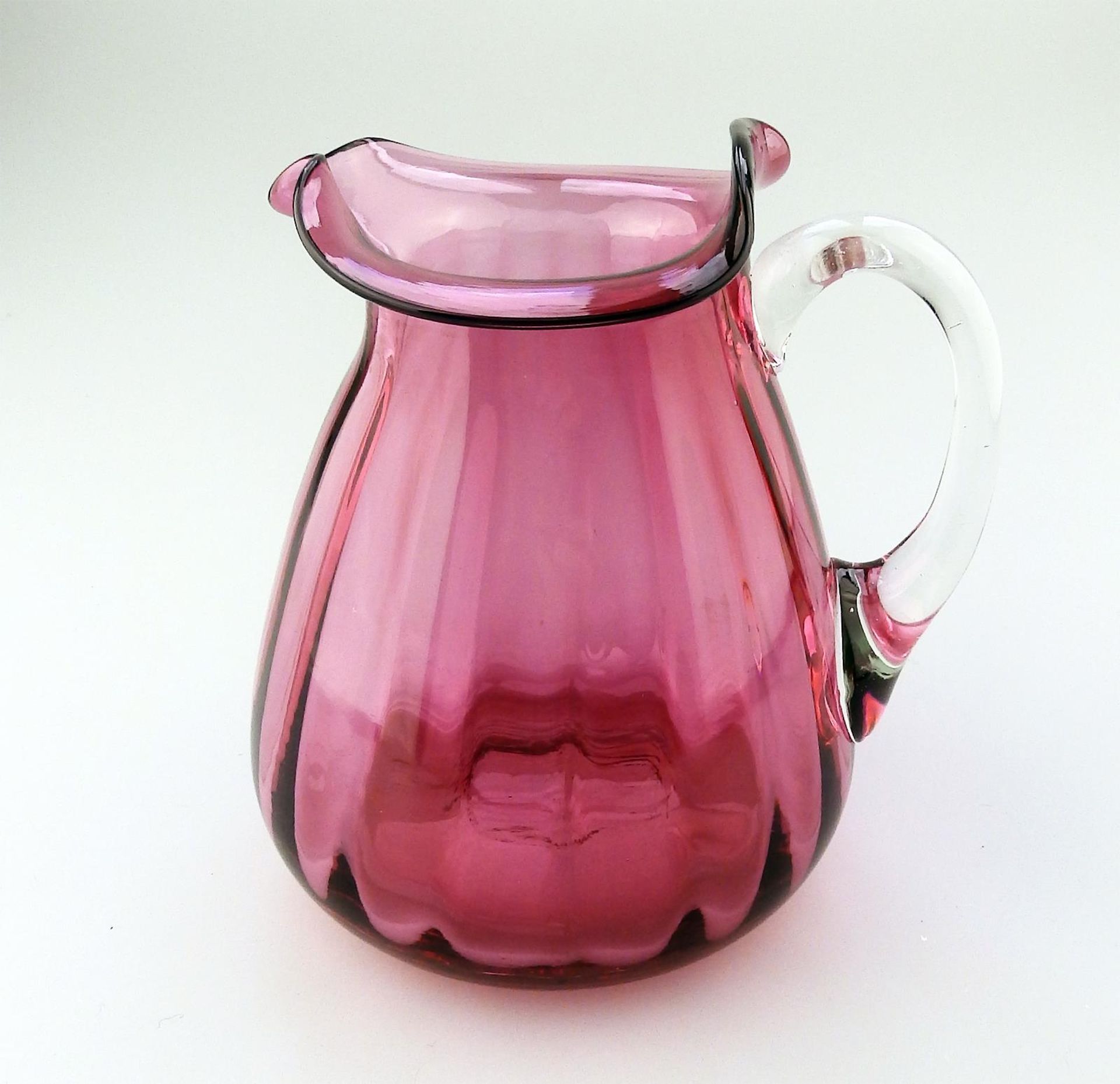 An unusual shape cranberry glass Victorian Jug C.19thC - Image 7 of 9