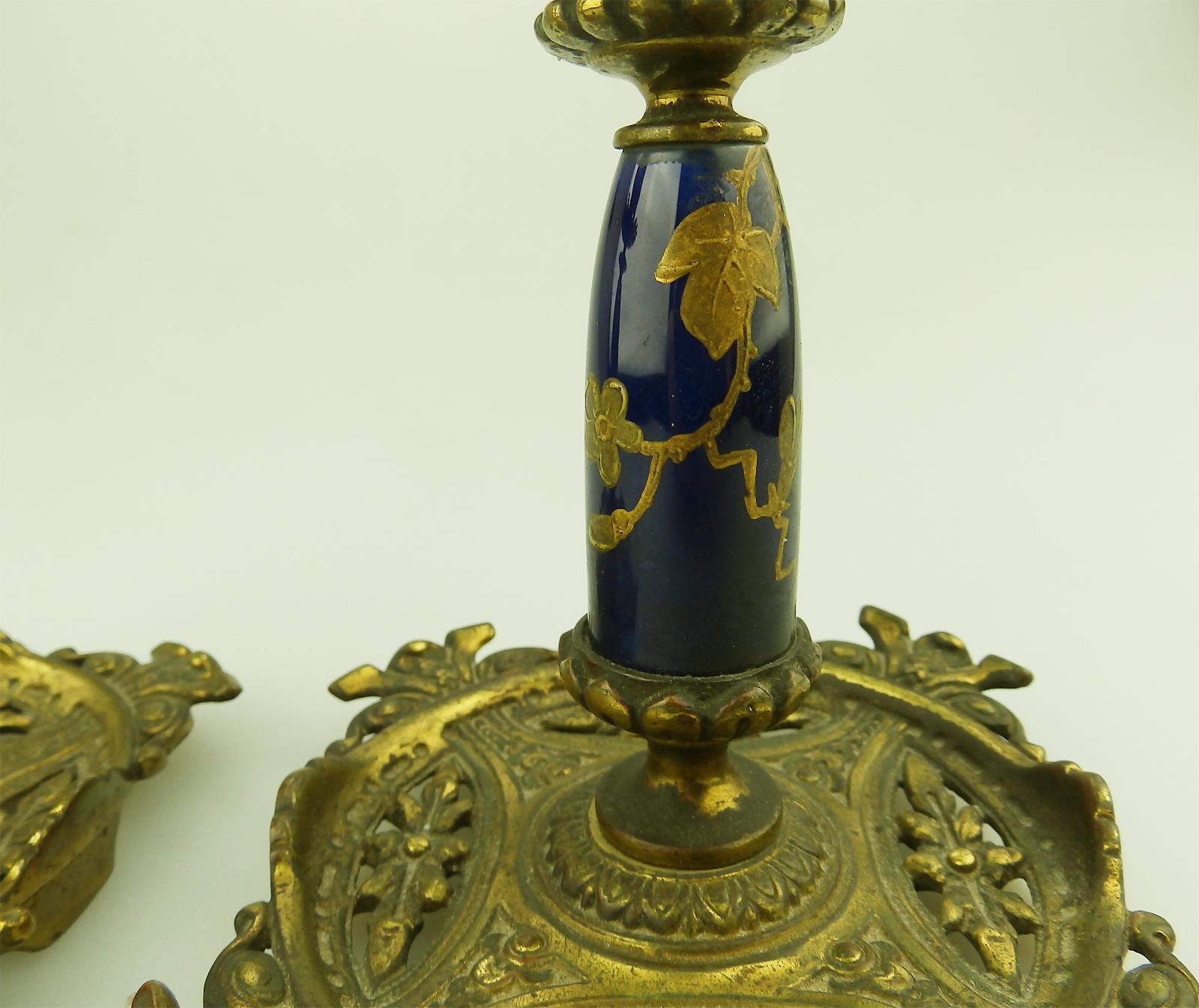 A fine pair of gilt & porcelain Candlesticks C.19thC - Image 3 of 6