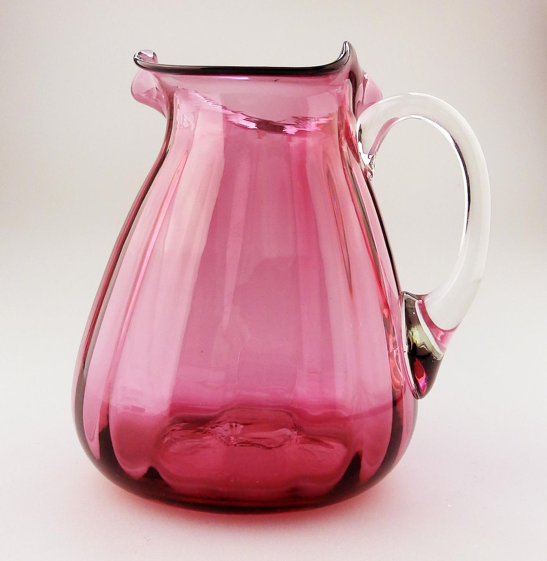 An unusual shape cranberry glass Victorian Jug C.19thC - Image 4 of 9