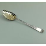 A solid silver Victorian Irish Berry Dessert Spoon C.1843